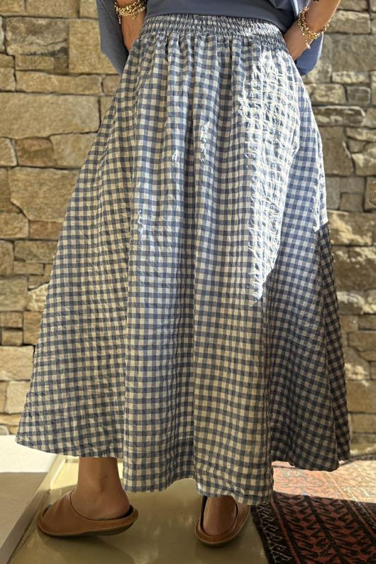 Nonni Gingham Ripley Skirt Denim